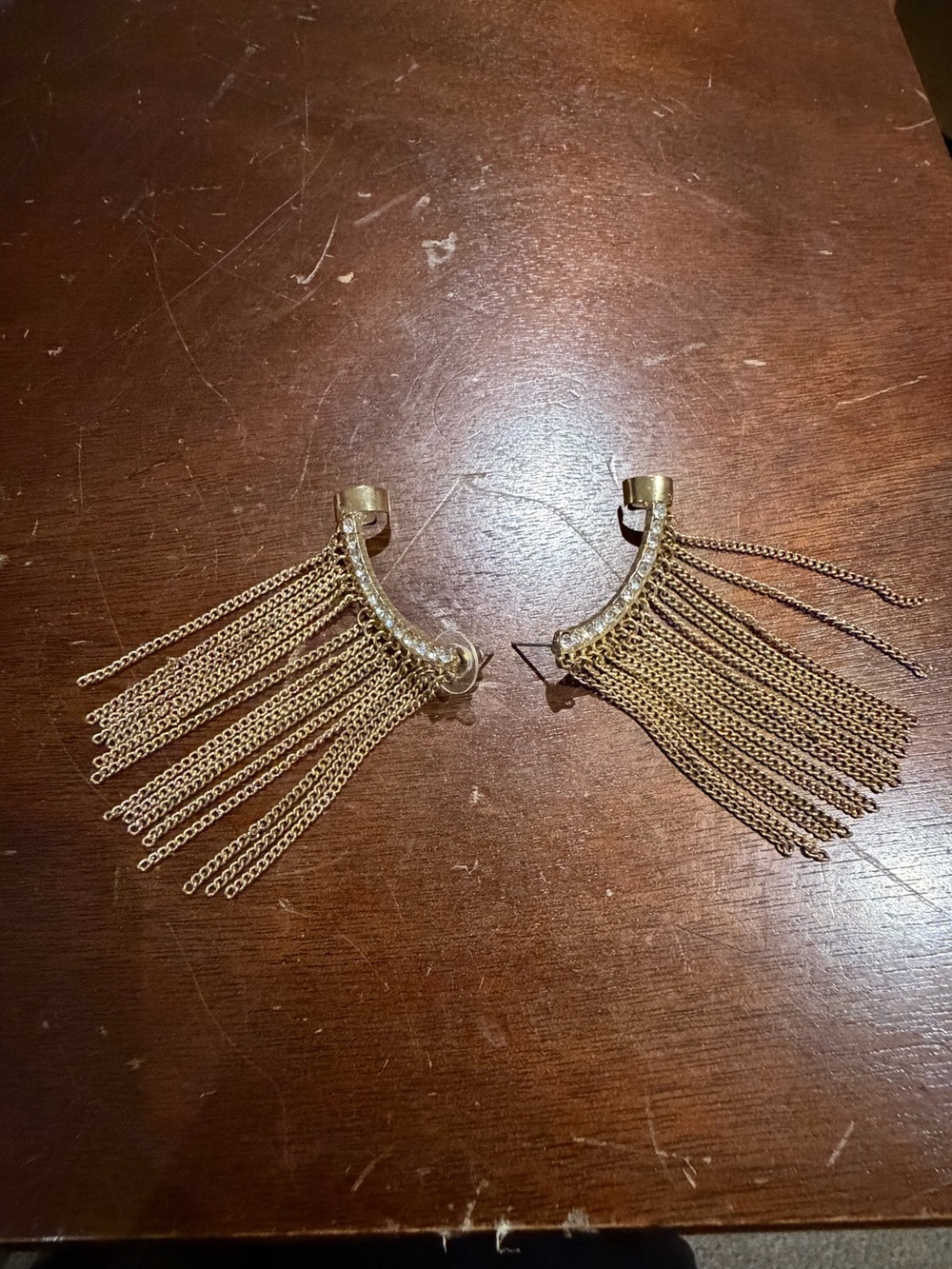 Gold Fringe Chain Drop Earrings - Women Jewelry